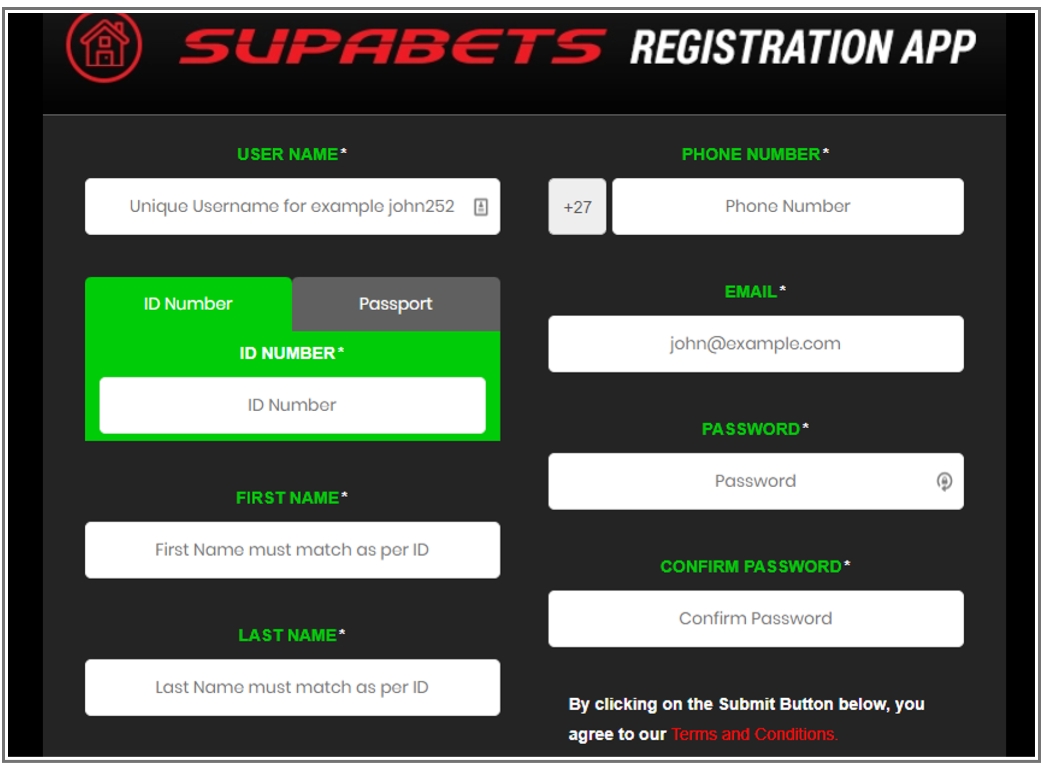 Interfejs logowania Superbet na urządzeniu mobilnym